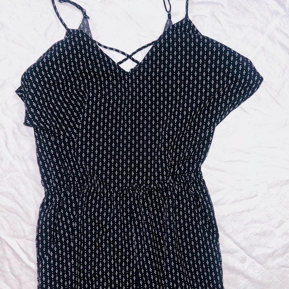 Black and White Polka Dot Jumpsuit with Spaghetti Straps
